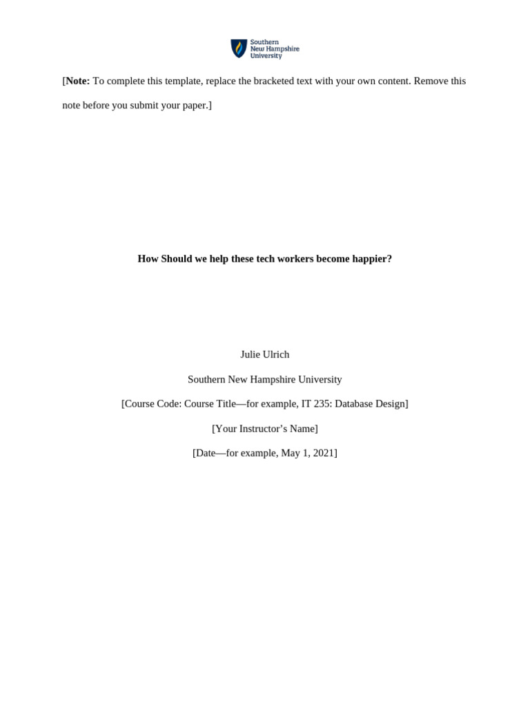 Analyzing Tech Worker Happiness | PDF