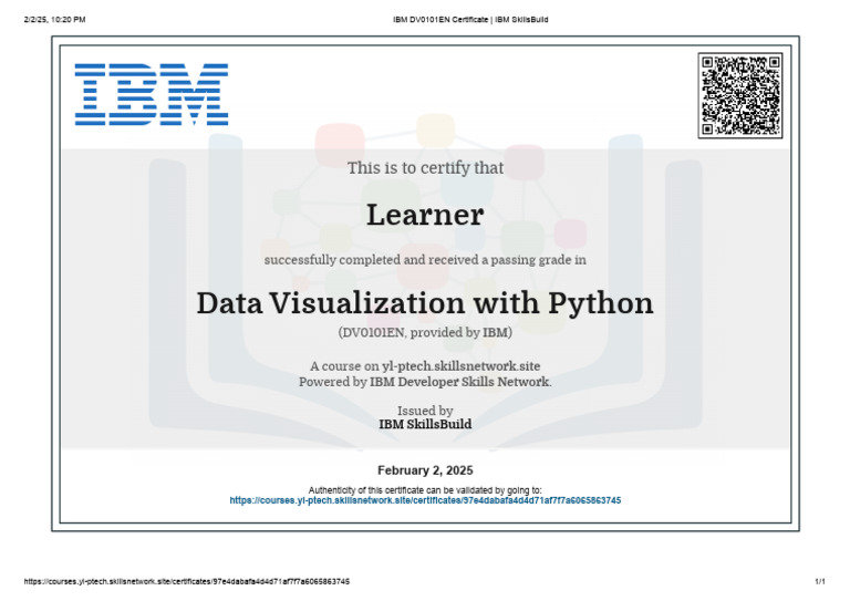 Data Visualization With Python CERTIFICATE | PDF