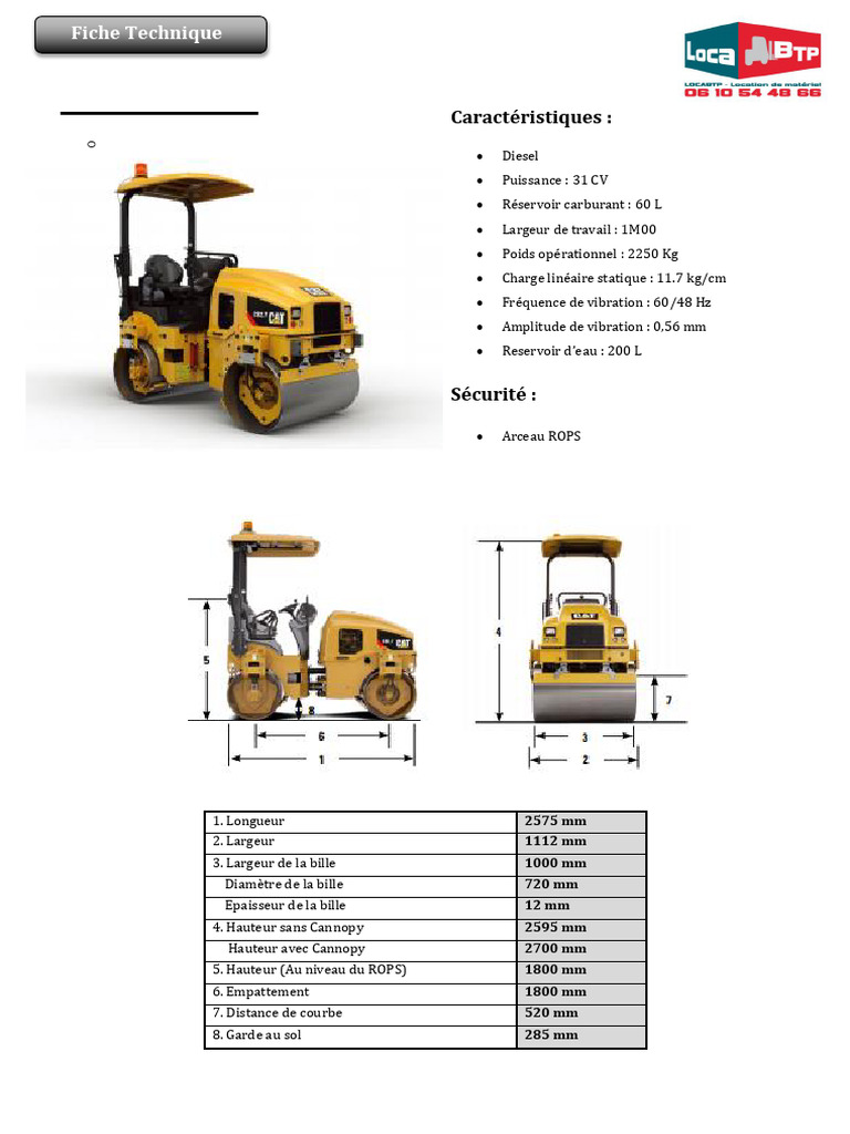 Compacteur Diesel 1M00 - Fiche Technique | PDF