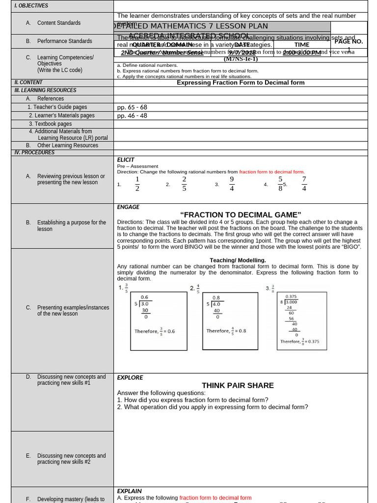 Sample DLP7-2 | PDF | Behavior Modification | Mathematics
