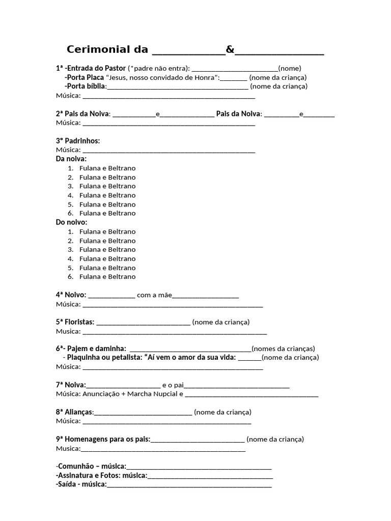 Cerimonial de Casamento: Passo a Passo | PDF