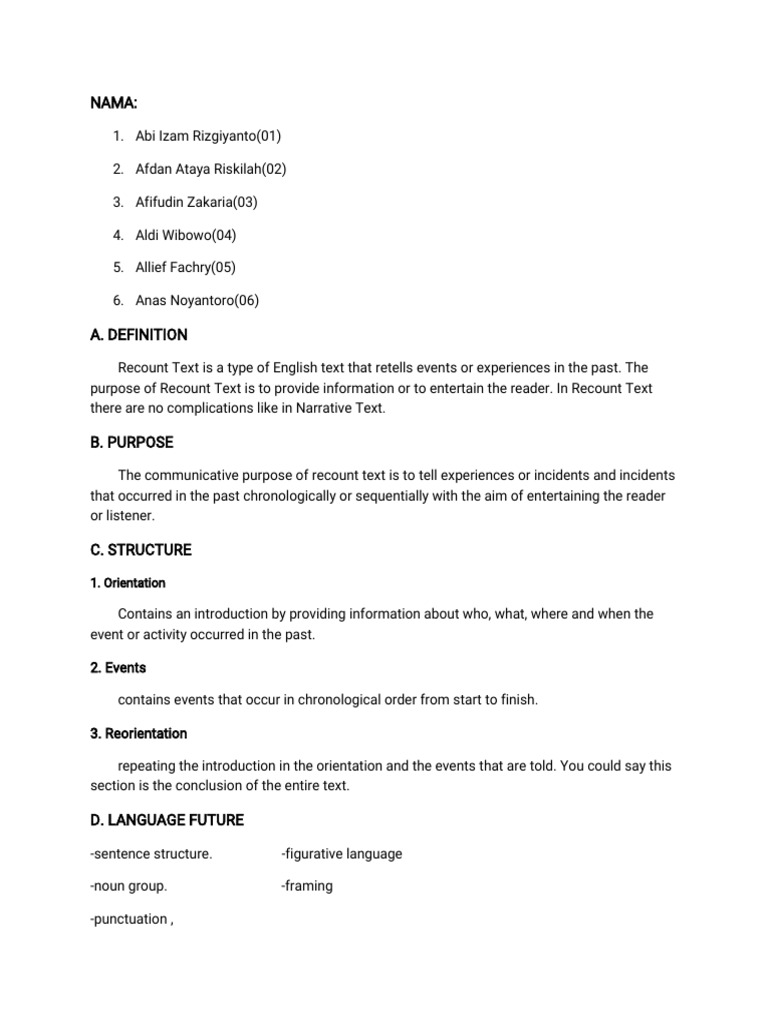 Understanding Recount Text Structure | PDF