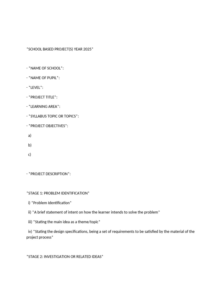 Stage 2 Project Outline for Students | PDF | Brainstorming | Human ...