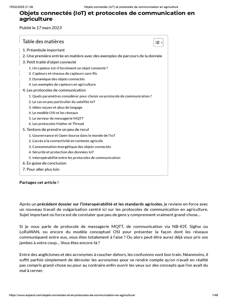 IoT et Protocoles en Agriculture | PDF | Internet des objets | Arduino