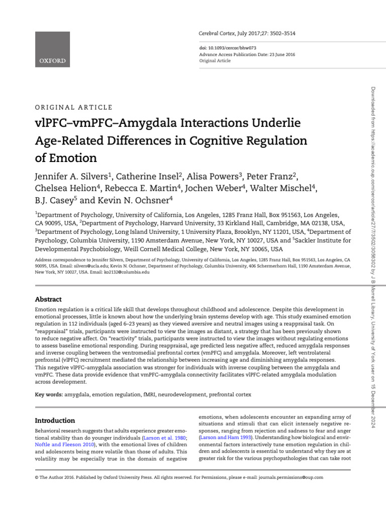 Age-Related Emotion Regulation Insights | PDF | Amygdala | Emotional ...