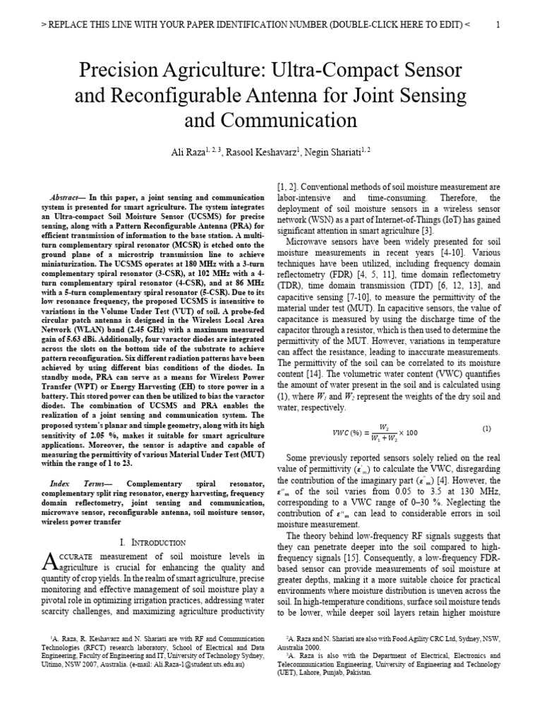 Smart Agriculture: Soil Sensor & Antenna | PDF | Antenna (Radio ...