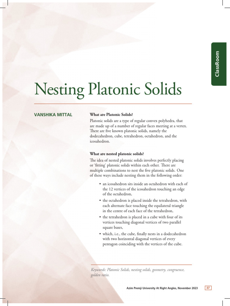Nesting Platonic Solids Explained | PDF | Triangle | Tetrahedron