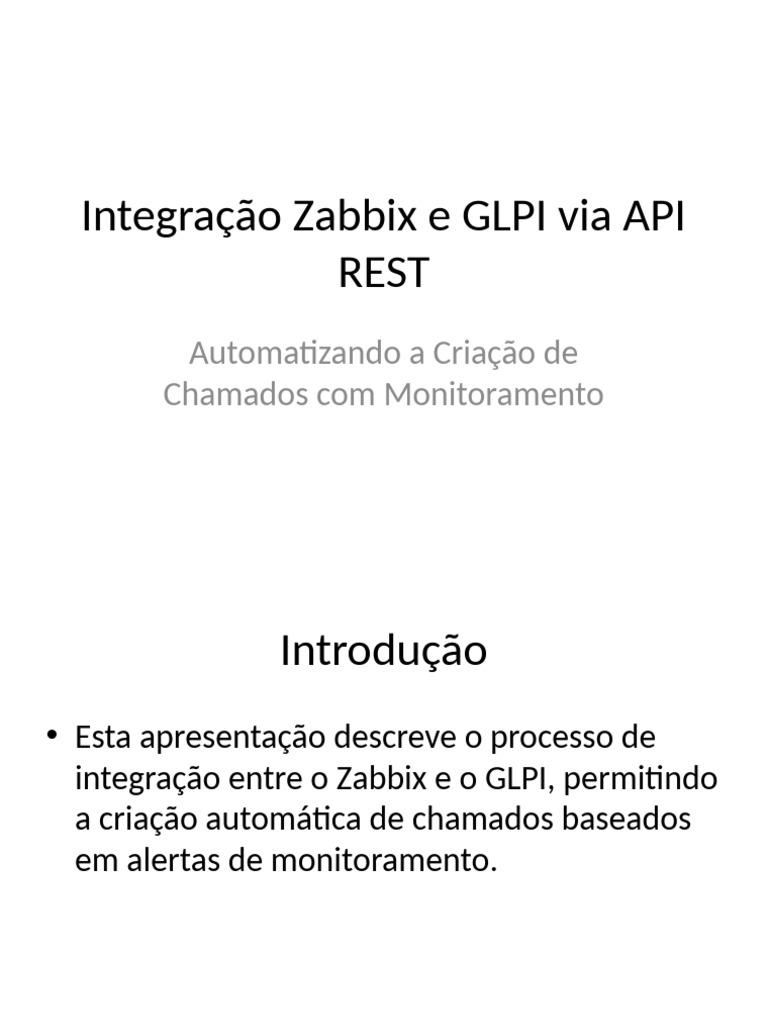 Integração Zabbix e GLPI via API REST | PDF