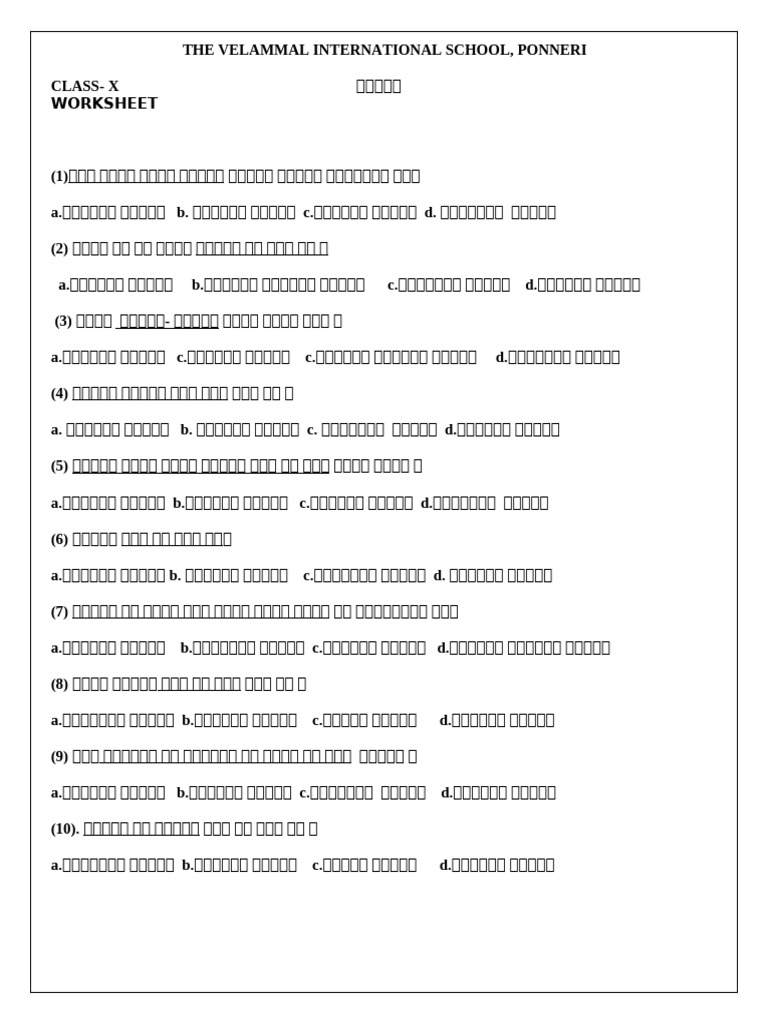 Class 10 Padbandh Worksheet 2 PDF