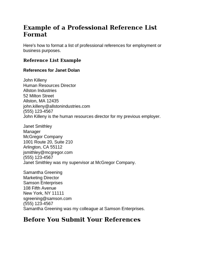 Professional Reference List Formatting Guide | PDF