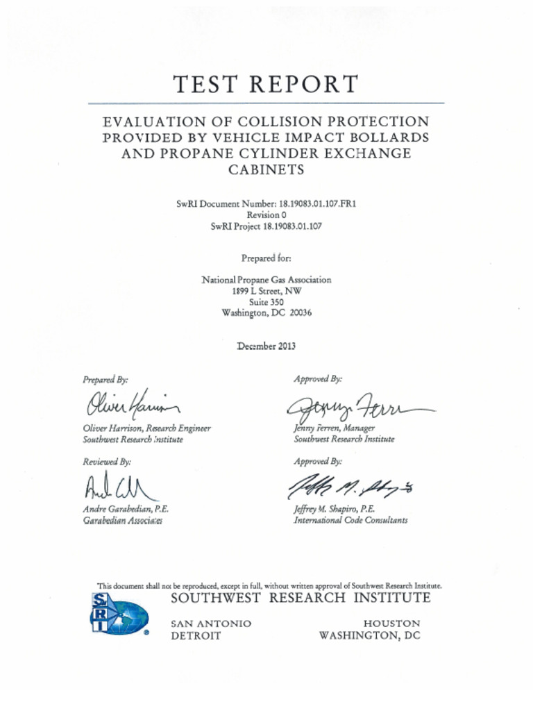 SWRI-Final NPGA Test Report | PDF | Concrete | Liquefied Petroleum Gas