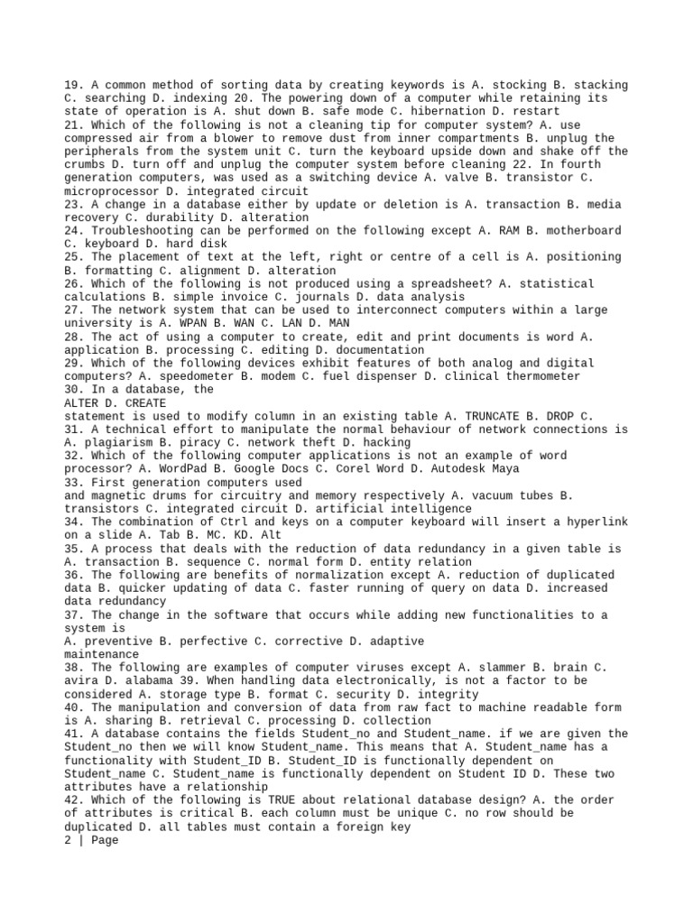 Data Processing Examination First Term 2 638 Pdf Databases Data