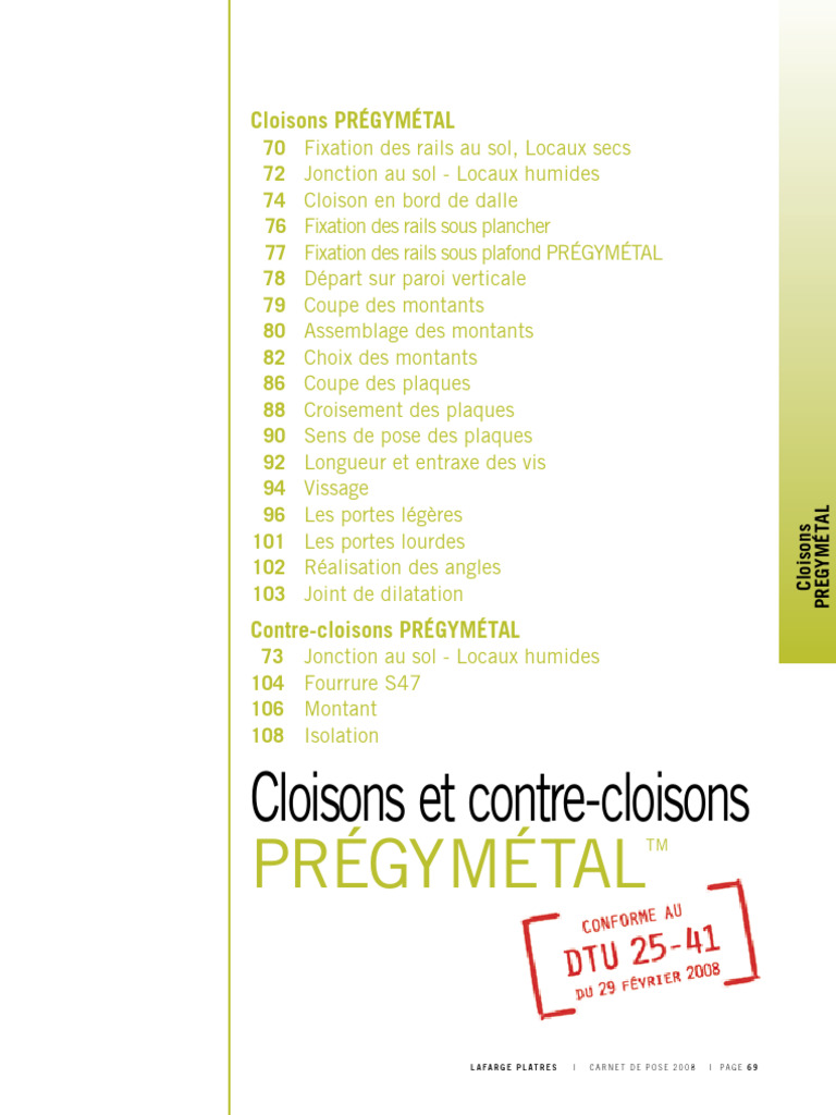 Guide de pose des cloisons PRÉGYMÉTAL | PDF | Technologie du bâtiment ...