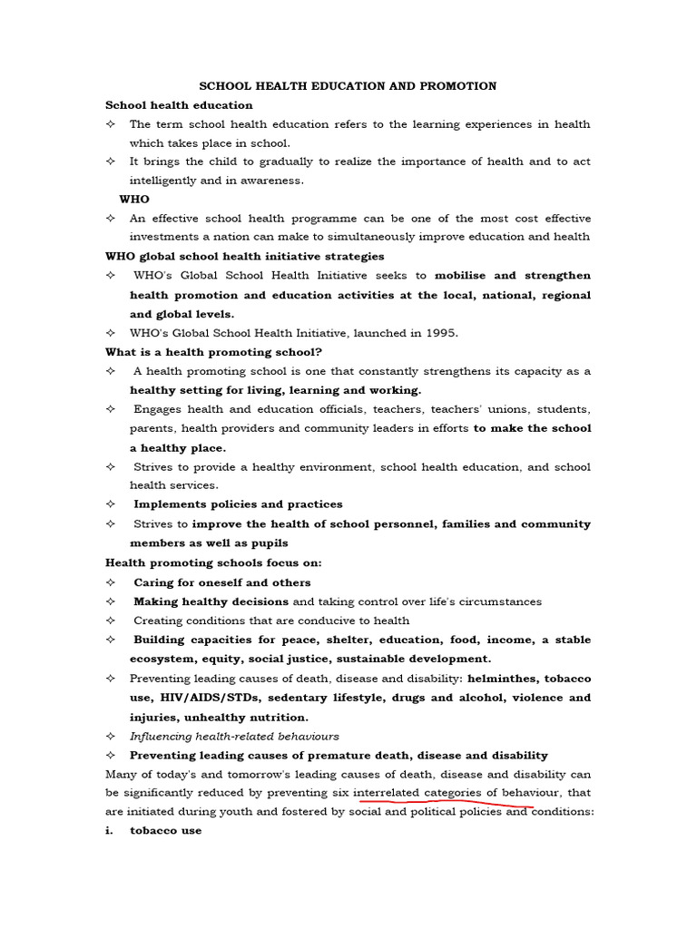 School Health Education and Promotion | PDF | World Health Organization ...