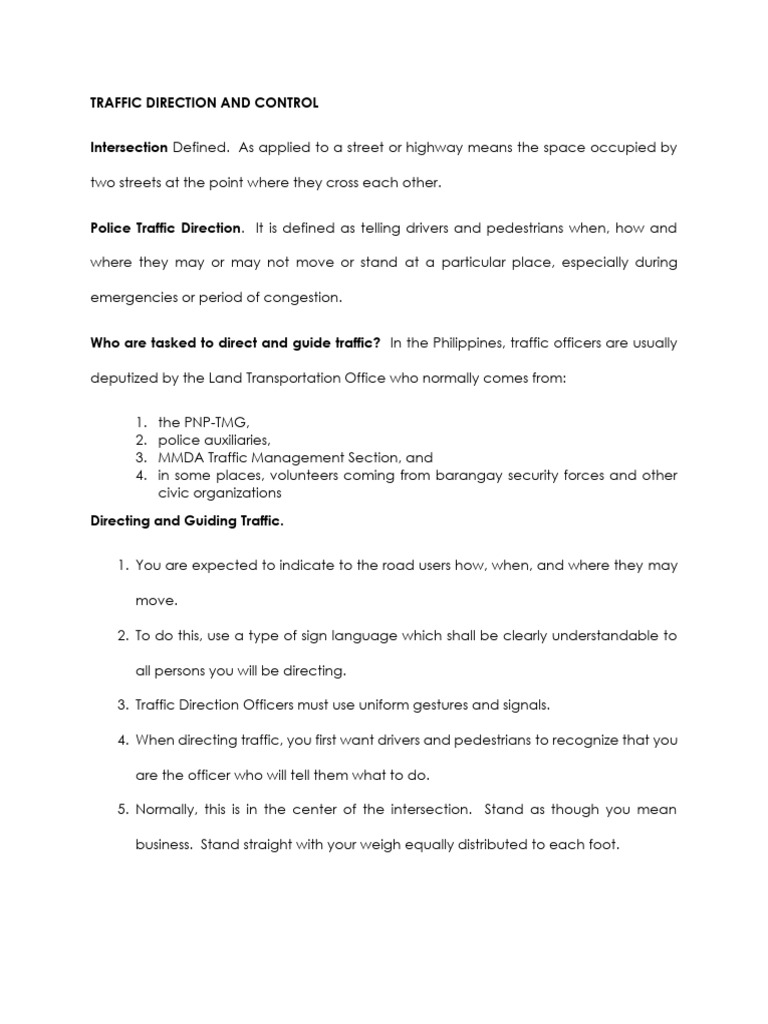 Traffic Direction and Control | PDF | Traffic | Intersection (Road)