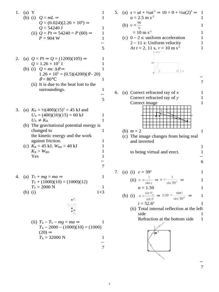 Physics Problem Solutions and Explanations | PDF | Light | Mechanics