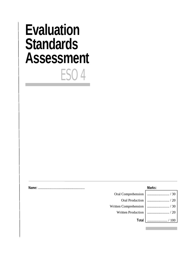ESO 4 Evaluation Standards Assessment | PDF | Reading Comprehension ...