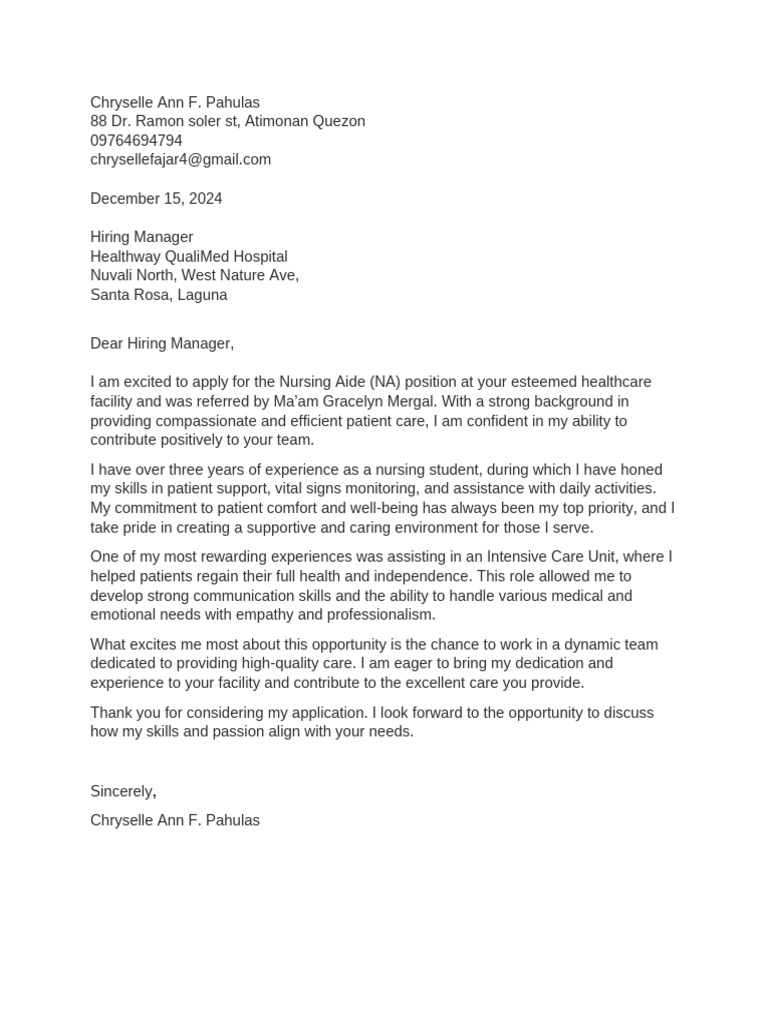 Cover Letter Outline Template PDF