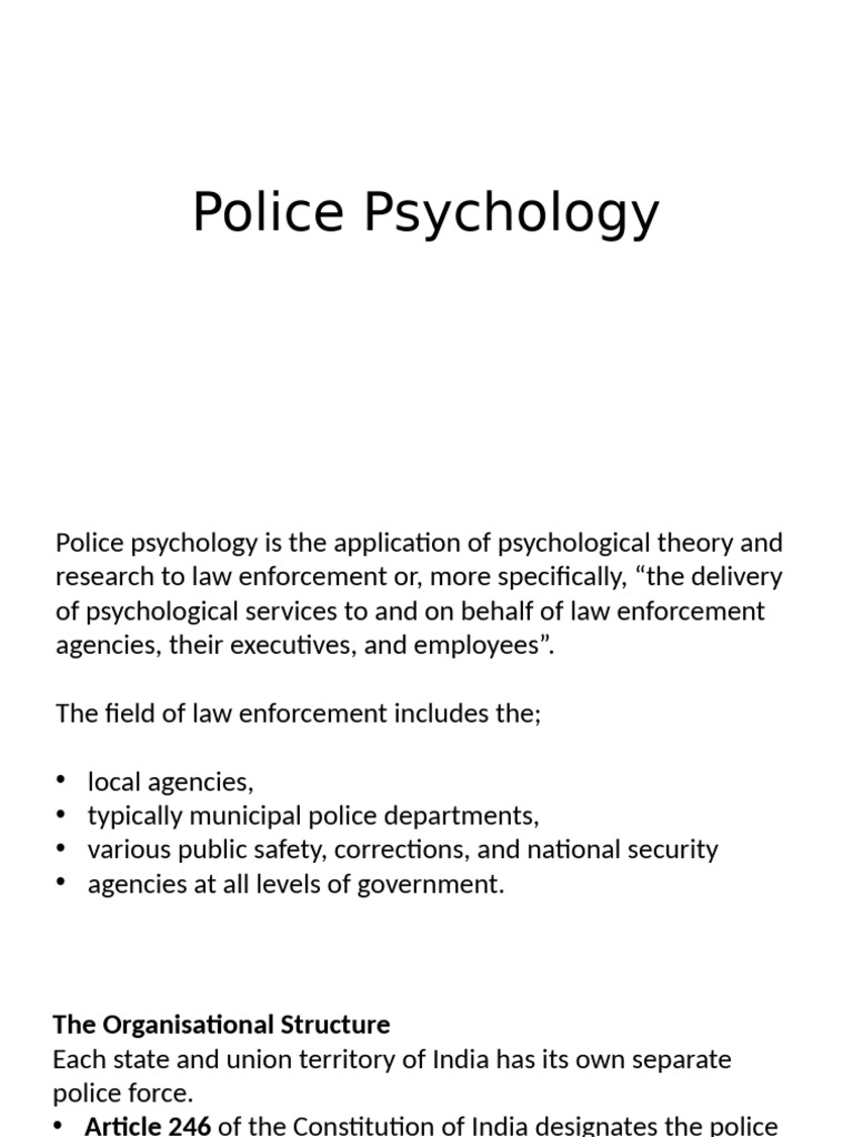 Understanding Police Psychology | PDF | Police | Crime & Violence