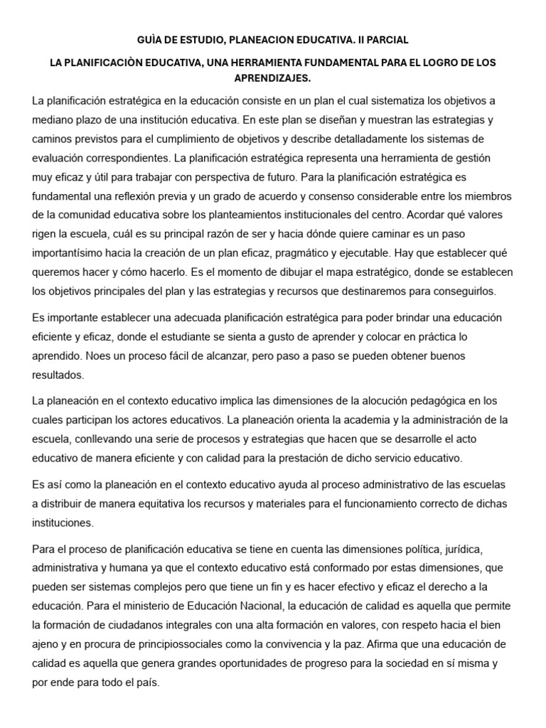 Planeación Educativa Efectiva y Estratégica | PDF | Planificación ...