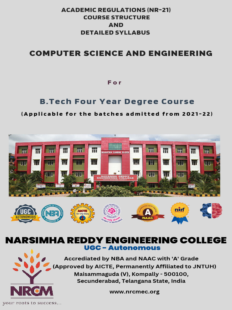 NRCM - Cse - B.tech - Syllabus - R, P, CS, 1,2,3 | PDF | Course Credit |  Massive Open Online Course