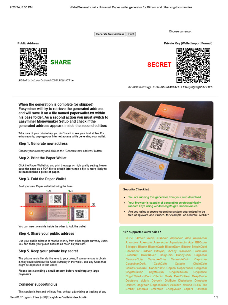Universal Paper Wallet Generator For Bitcoin and Other Cryptocurrencies3 |  PDF | Cryptocurrency | Distributed Computing