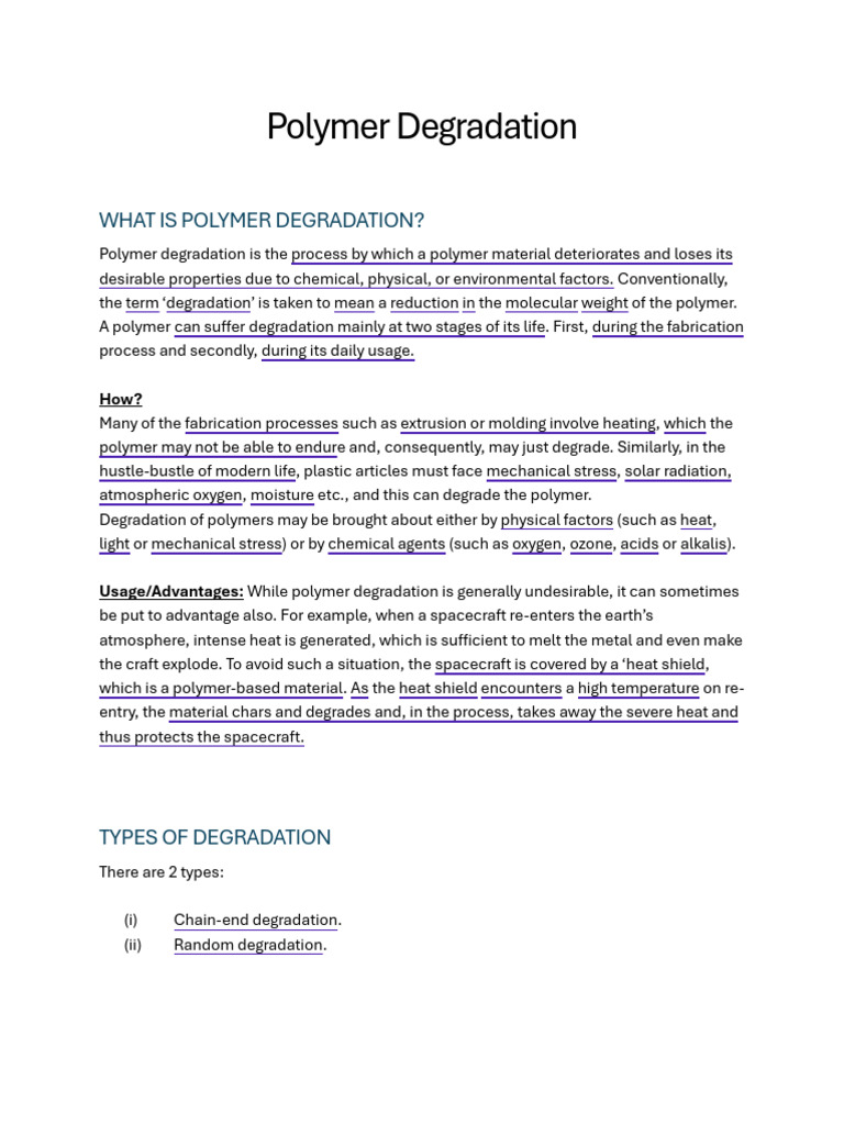 Polymer - Degradation 1 (Rashik (DCE 49) | PDF | Polymers | Polymerization