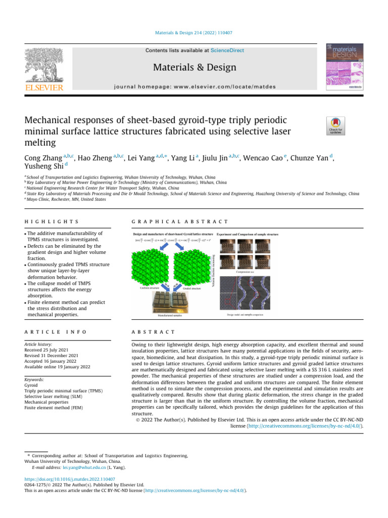 Mechanical Properties of Gyroid TPMS Lattices | PDF | Deformation ...