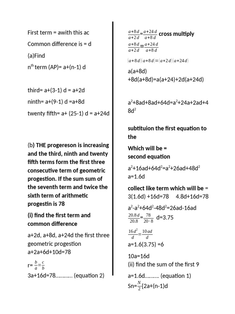 First Term and Common Difference in AP | PDF