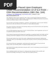 Obligations Placed Upon Employers Under Recommendation 10 of ILO R164