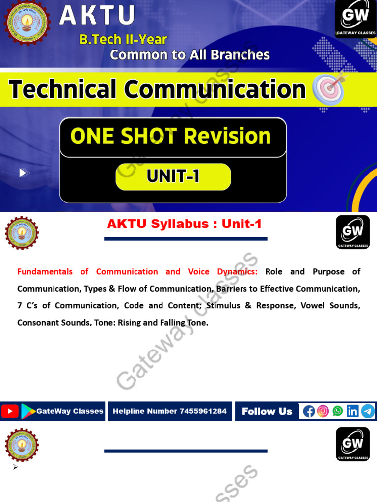 TC U-1 One Shot Notes | PDF | Nonverbal Communication | Communication