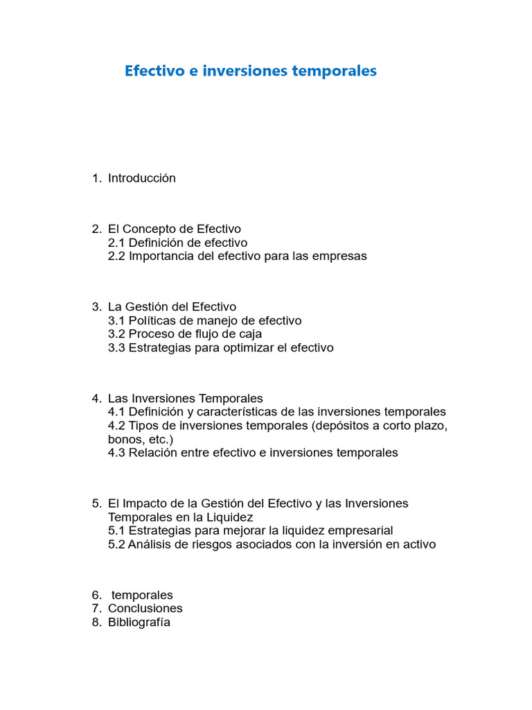 Efectivo e Inversiones | PDF | Liquidez de mercado | Inversiones