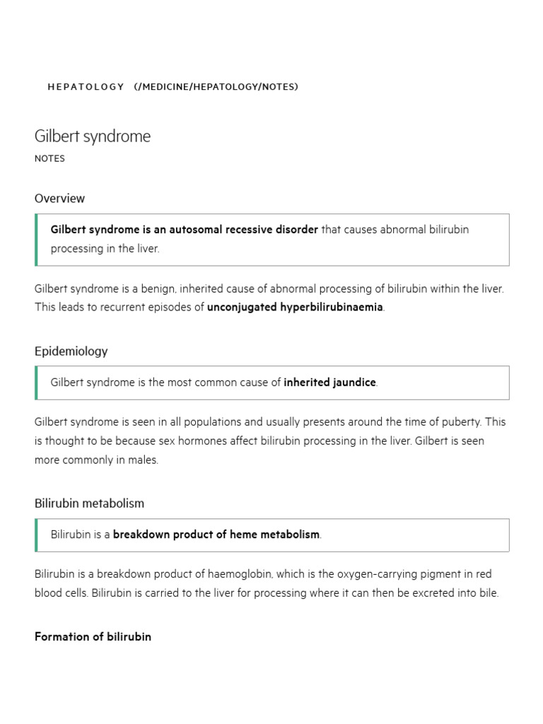 Gilbert Syndrome: Overview and Insights | PDF | Medical Specialties | Liver