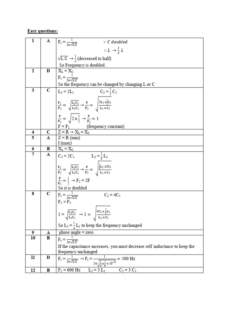 Easy Questions: 1 A | PDF | Inductor | Physical Quantities