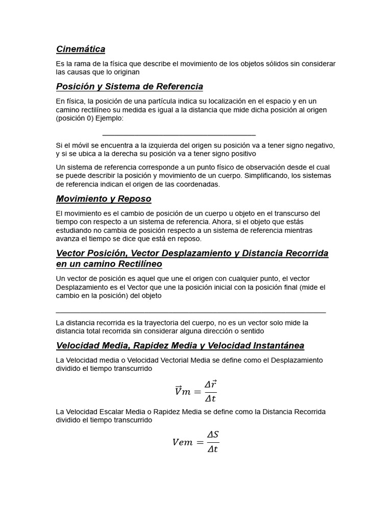 Fundamentos de Cinemática en Física | PDF | Velocidad | Aceleración