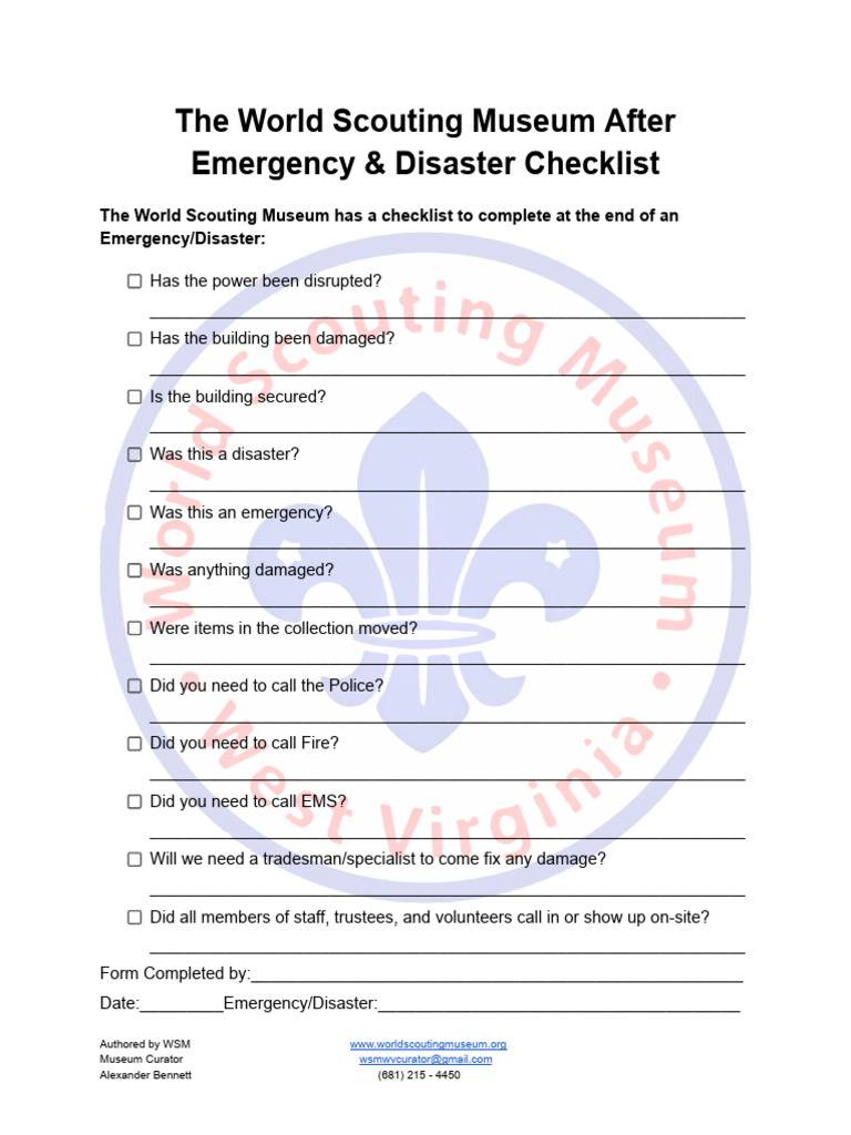 WSM After Emergency & Disaster Checklist | PDF