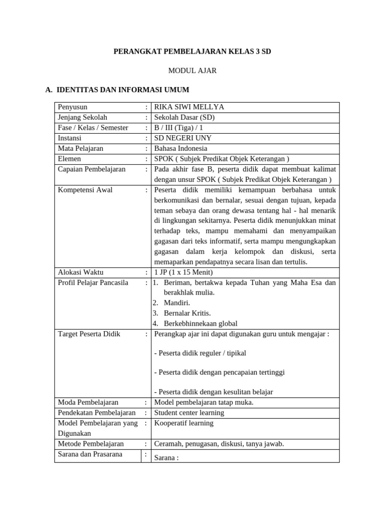 Modul Ajar Kelas 3 Microteching Pdf