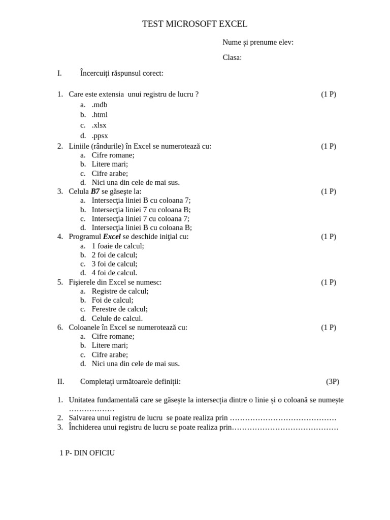 Test Microsoft Excel VIII | PDF