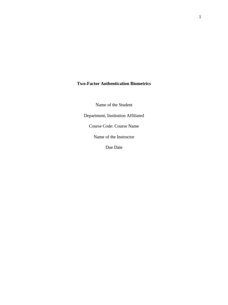 Biometric Two-Factor Authentication | PDF | Biometrics | Authentication
