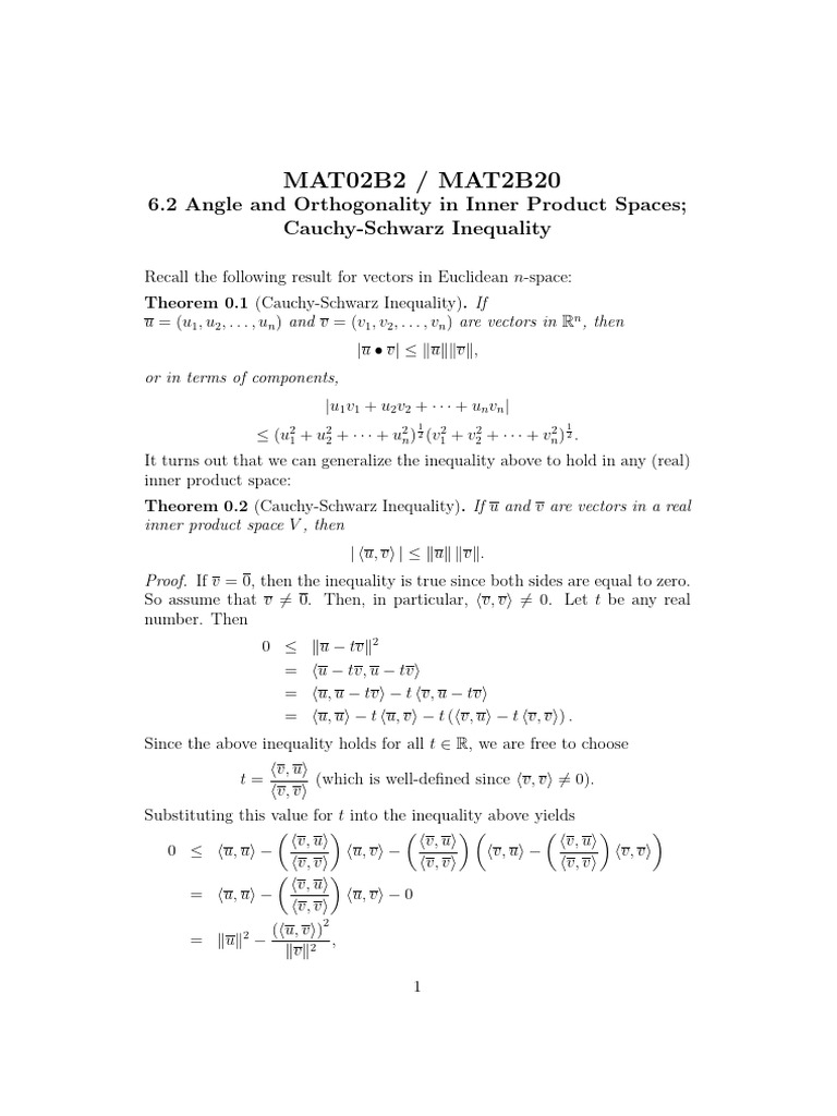 Orthogonal Complements in Inner Spaces | PDF | Linear Subspace | Vector ...