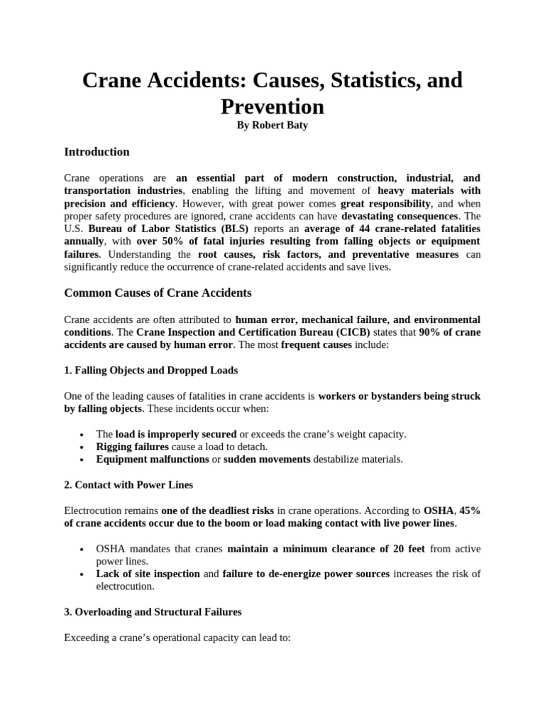 Crane Accident Causes and Prevention | PDF | Crane (Machine) | Safety