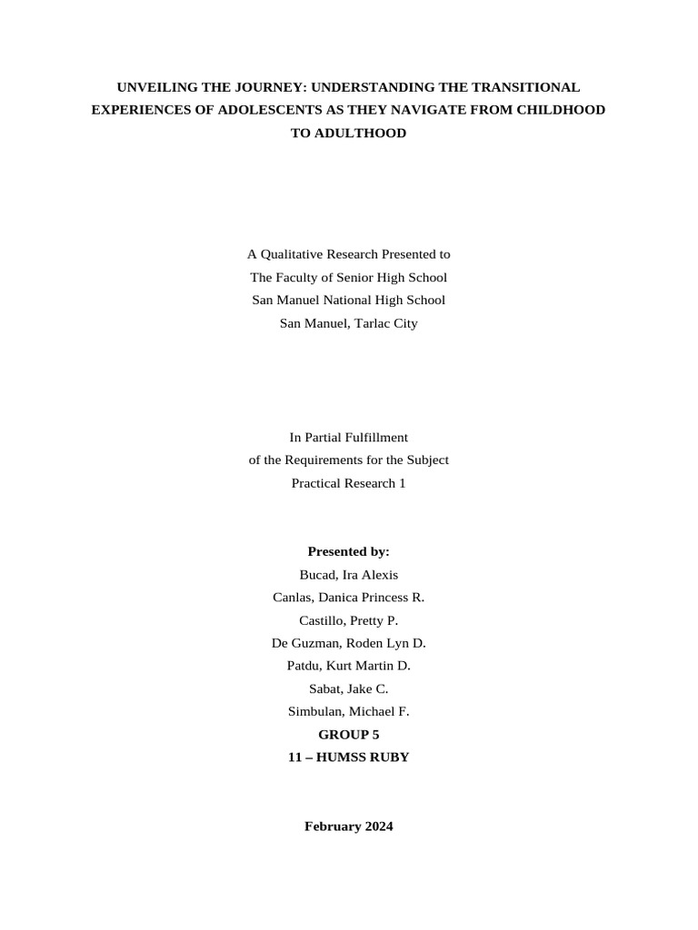 Adolescent Transition from Childhood to Adulthood | PDF