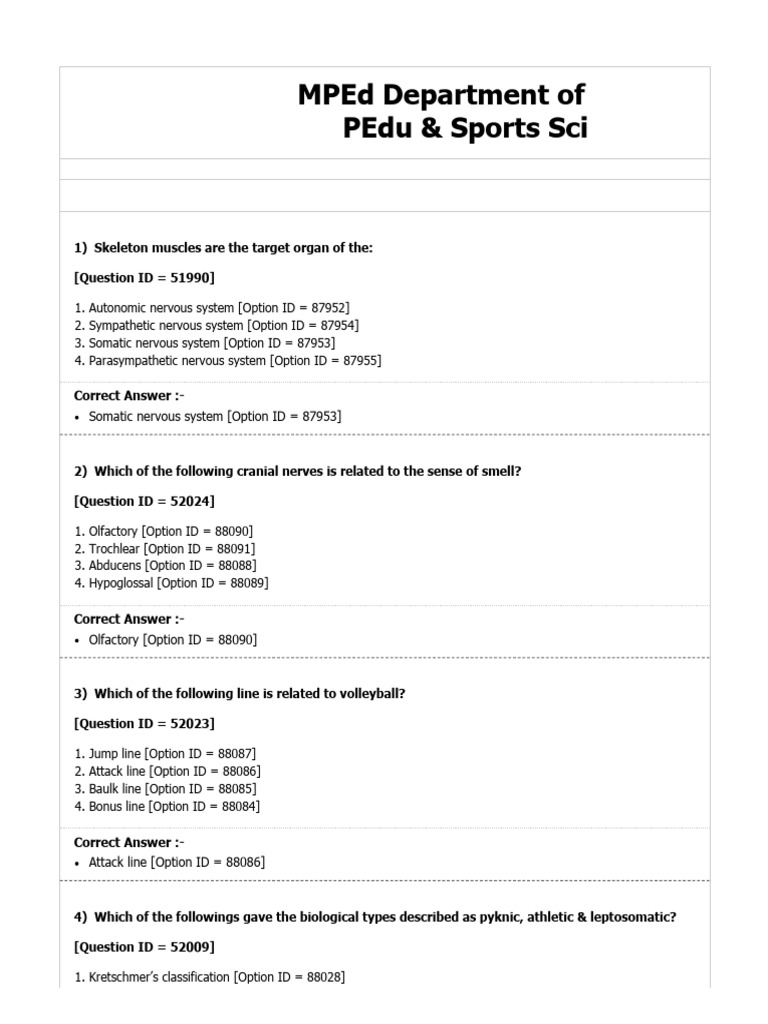 M.P.Ed Entrance Exam Question Paper | PDF | Heart