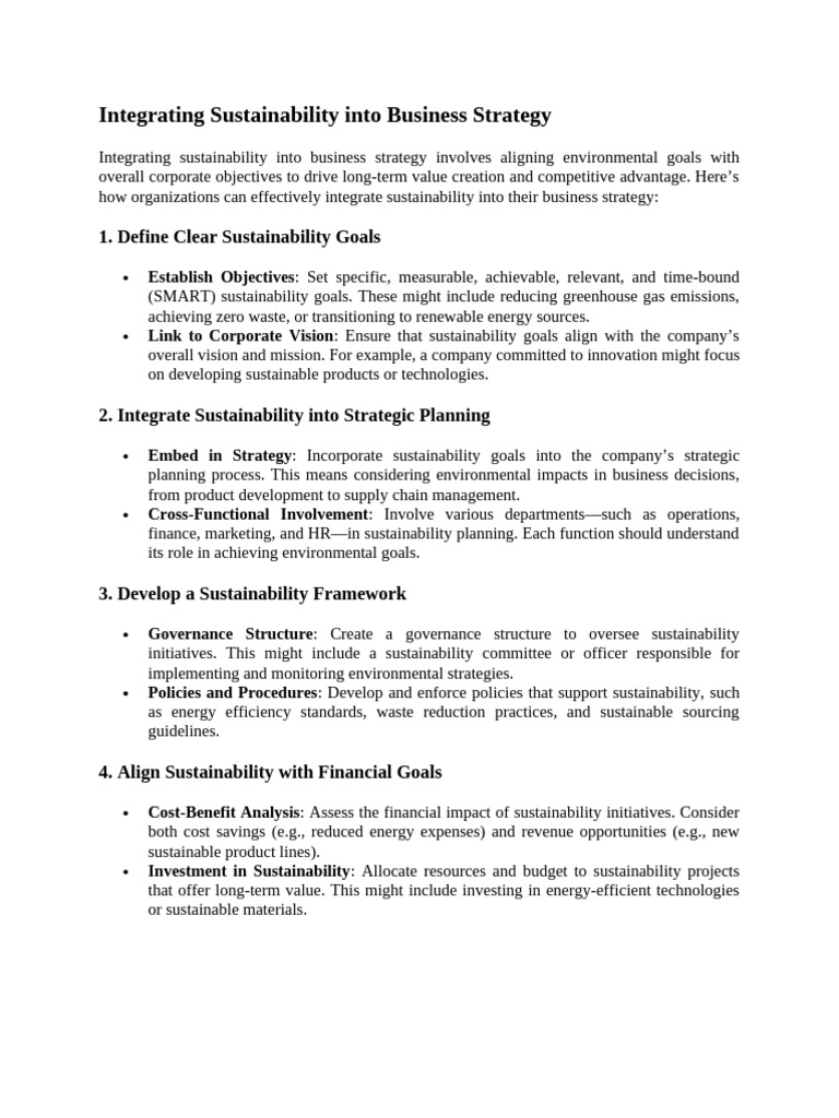 Sustainable Business Strategy Guide | PDF | Sustainability | Efficient ...