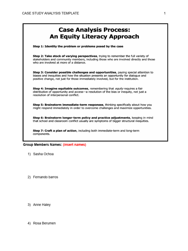 Case Study Anaysls Template | PDF