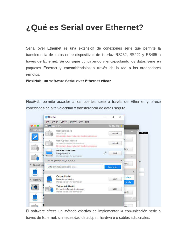 Serial over Ethernet: FlexiHub y Usos | PDF | Red de computadoras ...