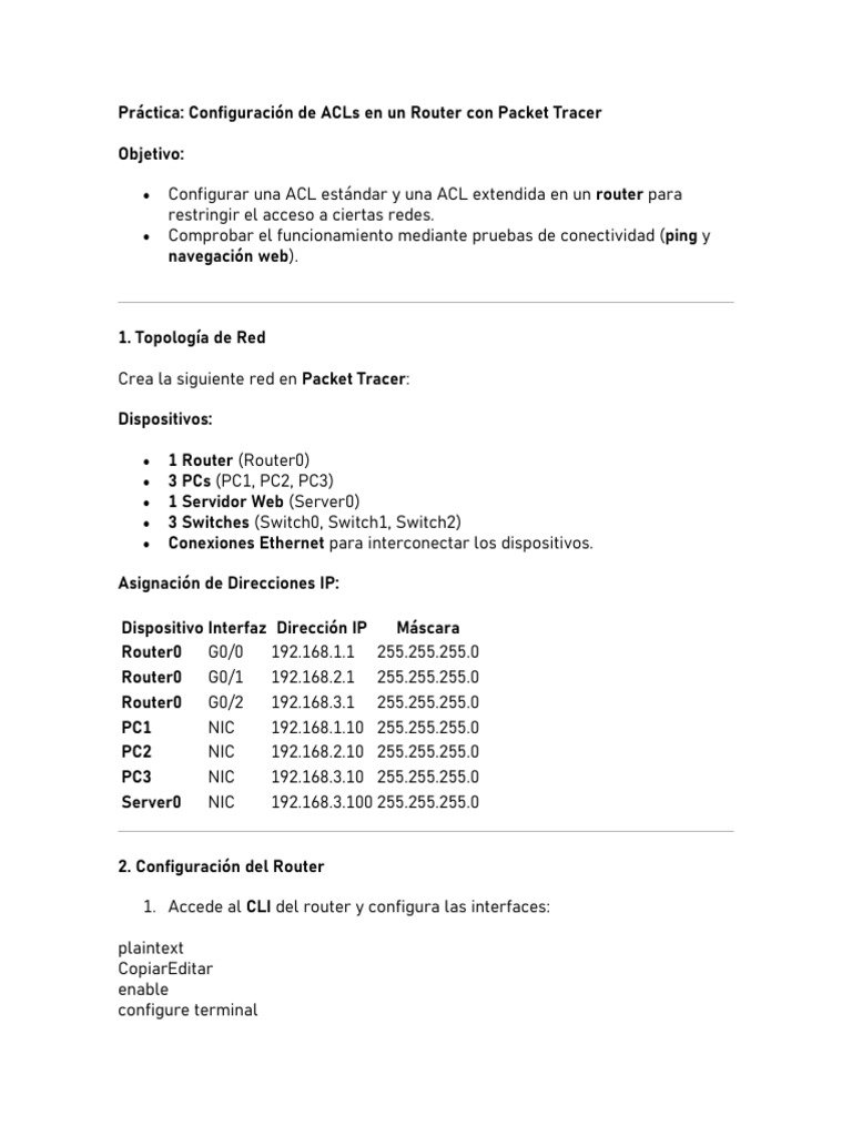 Configuración de ACLs en Router 192.168.1.1 | PDF | Dirección IP ...