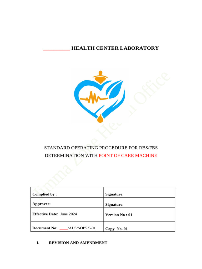 RBS/FBS Testing SOP for Health Center | PDF | Medical Specialties ...