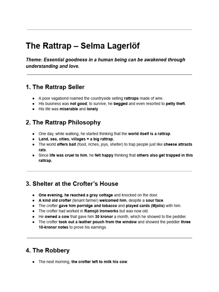 The Rattrap: Redemption Through Kindness | PDF | Forge