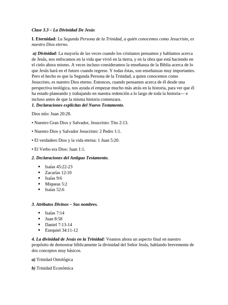 La Divinidad de Jesús en la Trinidad | PDF